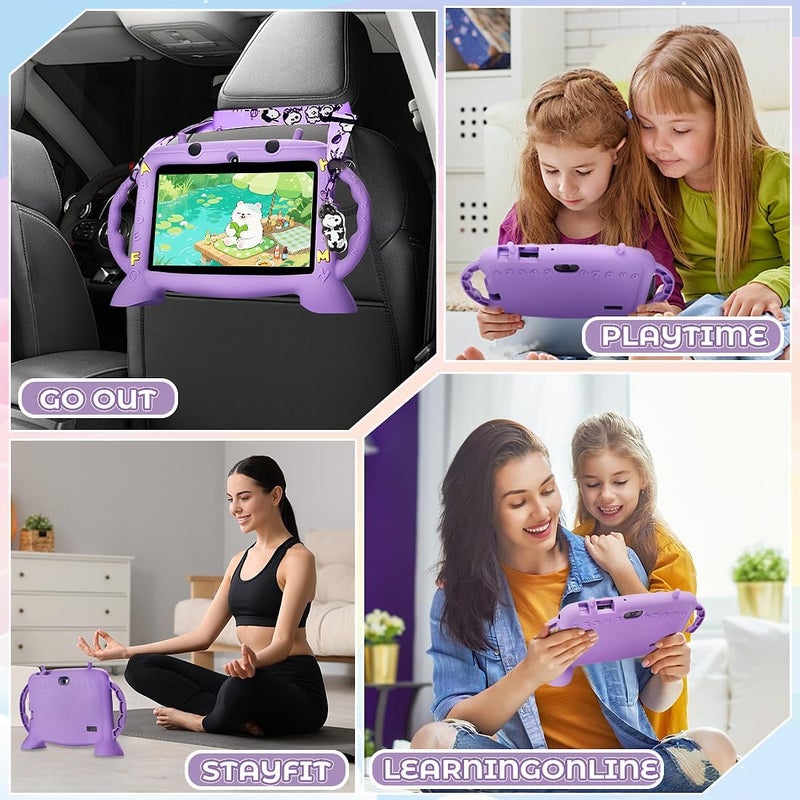 MengDash Kids Tablet, 7 inch Tablet for Kids 2-10, Educational Learning Toddler Tablet Android 11, 3GB RAM+32GB ROM Storage, Google Play YouTube, Baby Girl boy Present（Purple） - Image 5